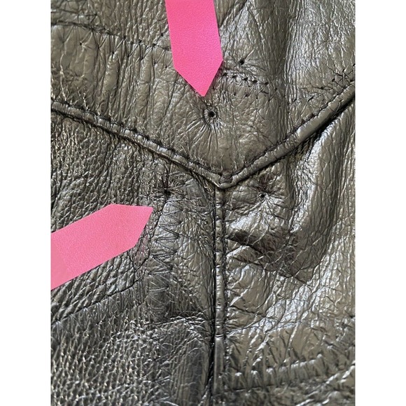 Leather Works Men’s Genuine Leather Black Patchwork Motorcycle Biker Vest XXL - Picture 9 of 16